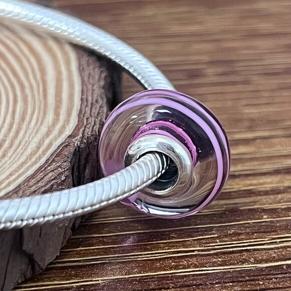 Pandora Pink Ribbon Charm Murano Glass Charm - Picture 4 of 5